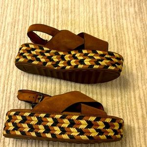 Coach platform sandals with woven base size 8